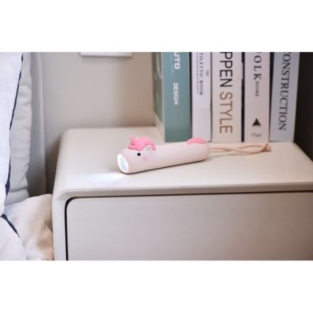 Torcia Unicorno in Silicone 26,5 x 5 x 6 cm - Bianco/Rosa