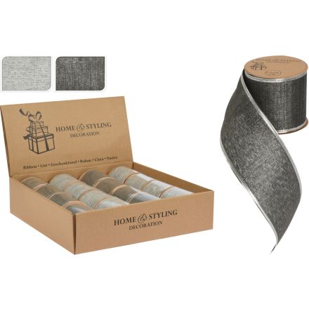 NASTRO GLITTER ARGENTO/GRIGIO PER PACCHI REGALO 6X270CM ASSORTITO