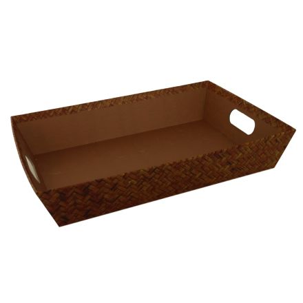 CESTA NATALIZIA IN CARTONE EFFETTO LEGNO MARRONE RETTANGOLARE 35X26H7CM