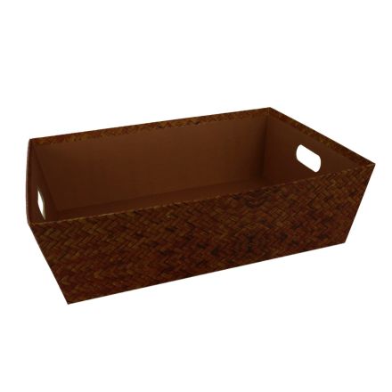 CESTA NATALIZIA IN CARTONE EFFETTO LEGNO MARRONE RETTANGOLARE 40X30H12CM