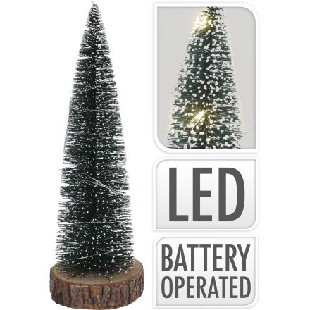 PINETTO CON LUCI LED E BASE IN LEGNO H35CM