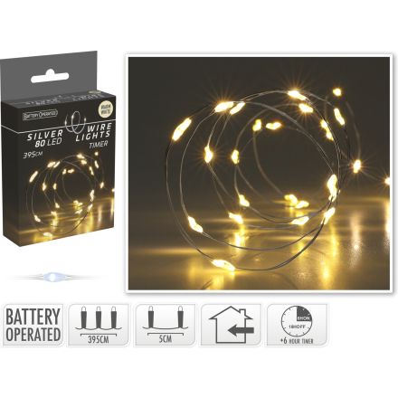 LUCI DI NATALE LED, 395CM, 80 LED, BIANCO CALDO