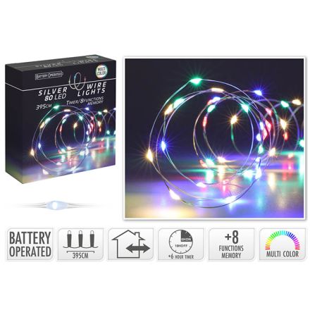 LUCI DI NATALE LED, 395CM, 80 LED, MULTICOLORE