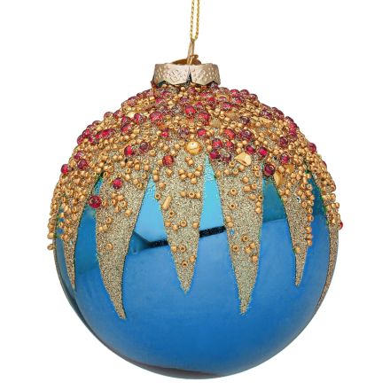 Pallina di Natale Firework in vetro, D10 cm, blu elettrico