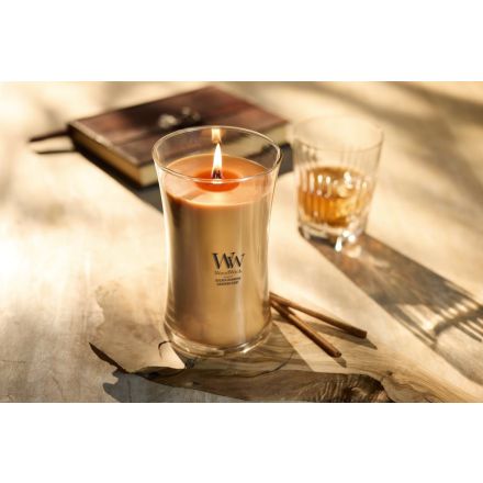 WOODWICK Candela a clessidra Grande Golden Bourbon