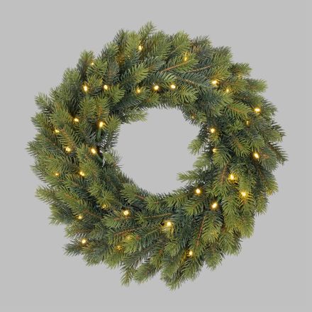 CORONA LUMINOSA D.40CM 150 PE RAMI CON 4 PORTACANDELE A BATTERIA