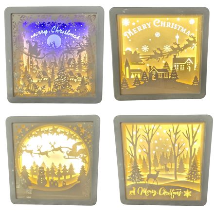 MIX 4 QUADRETTI A LED BIANCO 16X16CM A BATTERIA