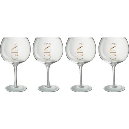 1 Bicchiere Regalo con 4 Bicchieri da Gin 26x26x23 cm Trasparente/Oro