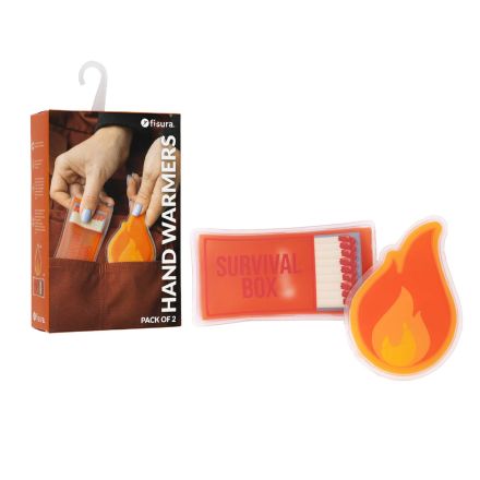 Fisura Scaldamani riutilizzabili a scatto set 2 pz “Survival box” 70 g cad. - rosso/arancio