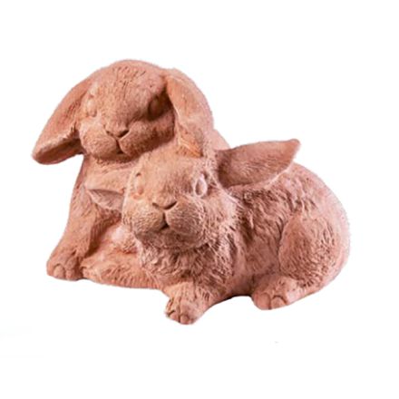 CONIGLI INNAMORATI CM.14 IN TERRACOTTA