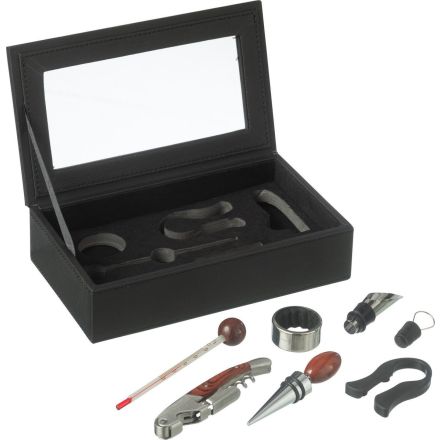 Scatola 6 Accessori Vino 23x13.5x6 cm Nero