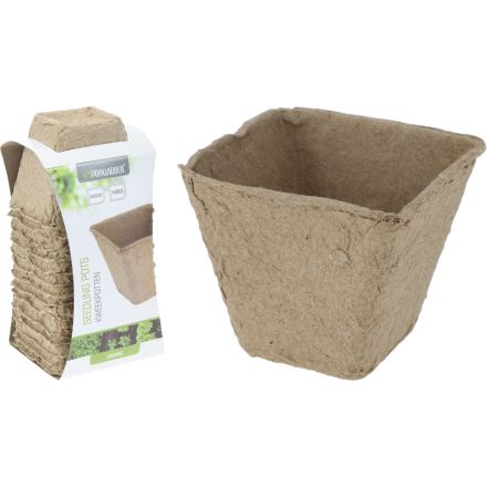 14 VASI BIODEGRADABLI QUADRATI IDEALI PER SEMINA 6X6CM