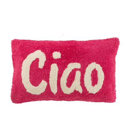 Cuscino "Ciao" 30X50X15cm Rosa e bianco