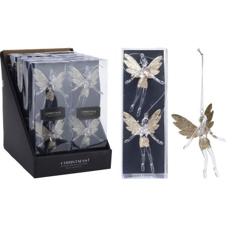 2 HÄNGENDE ENGEL 12CM GOLD