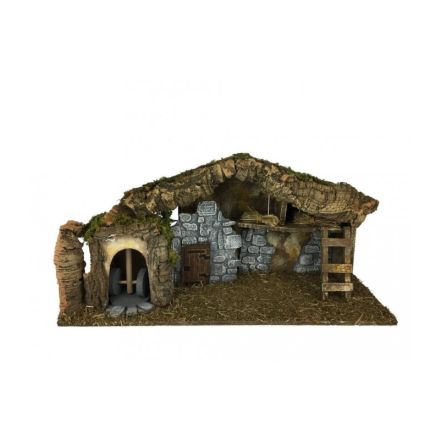 CAPANNA CON MACINA FUNZIONANTE 56X19X27CM PER PRESEPE