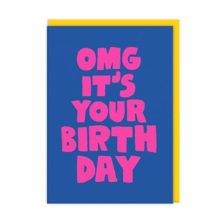Ohh Deer Biglietto di auguri "OMG It’s Your Birthday" A6, blu/rosa
