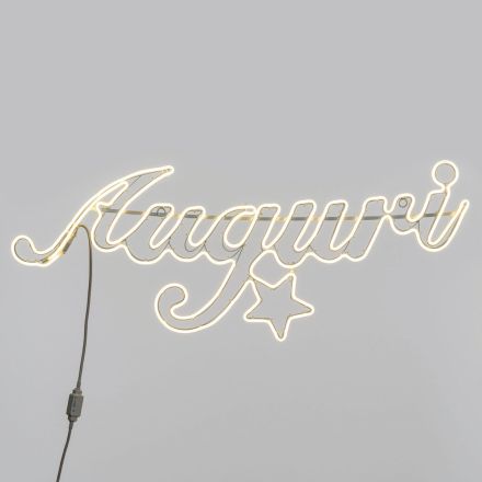 SCRITTA AUGURI NEON BIFACCIALE 840 LED BIANCO CALDO 115CM