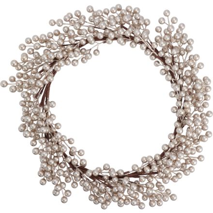 Corona decorativa con bacche color champagne, 50 cm