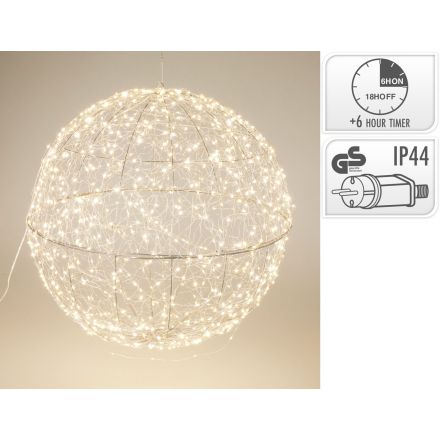 Sfera luminosa a LED, 960 LED, 58 cm, luce bianco caldo