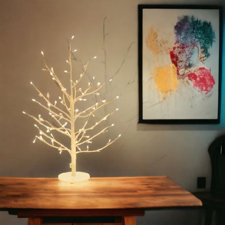ALBERO RAMO TIGLIO BIANCO H45CM 108 MICROLED BIANCO CALDO