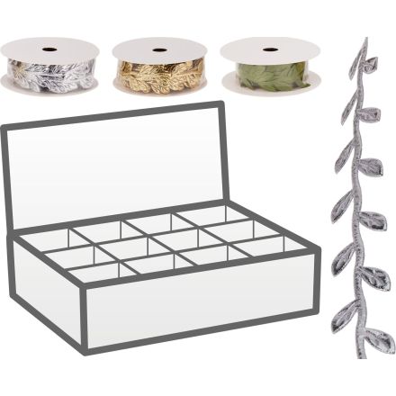 Nastro Regalo Natalizio Foglia 4mt modello assortito Oro/Argento/Verde