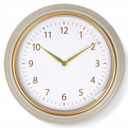 Orologio da parete rotondo D 50 cm, bianco e oro