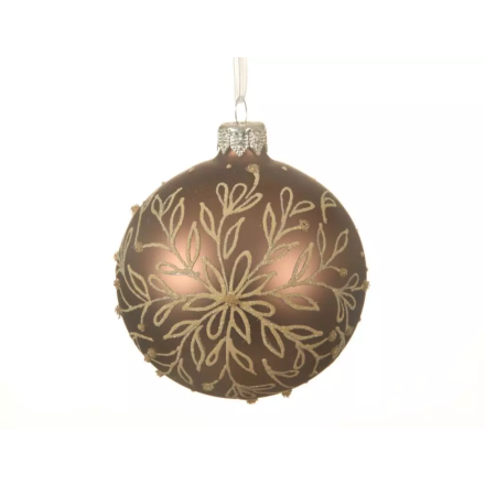 1 PALLINA DI NATALE BRONZO 8CM CON DECORAZIONI ORO