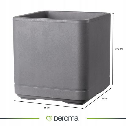 Vaso quadrato con riserva d’acqua Cubo Cosmo, 38x38x39,2 cm (25,5 L), Grigio Cenere