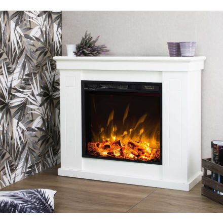 CAMINO ELETTRICO CHIARA CON INSERTO E MANTELLO LEGNO BIANCO