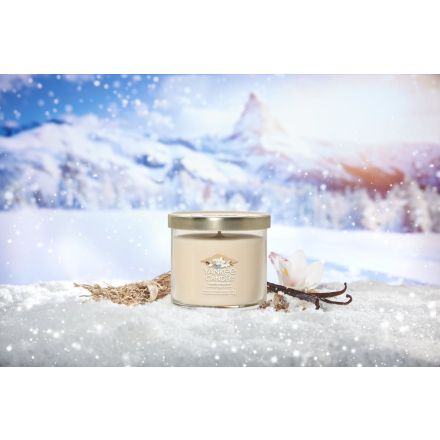 YANKEE CANDLE Candela Tumbler piccola in vetro Signature Vanilla Flurries
