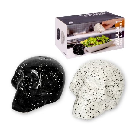 Fisura Saliera e pepiera “Calaveras”, 7 cm x H 6,5 cm, bianco/nero