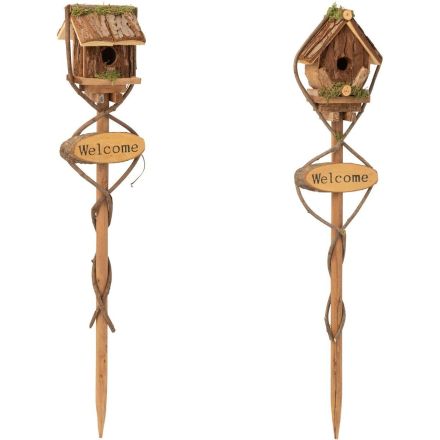 Casetta per Uccelli su Bastone S 13x15x75 cm Modello Assortito