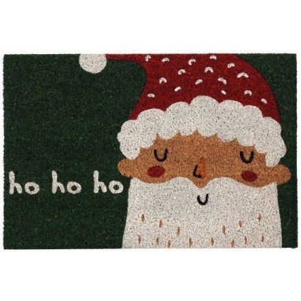 MICA Decorations Zerbino natalizio in fibra di cocco "Ho Ho Ho" 60x40x1 cm, verde