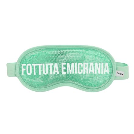 Fisura Mascherina occhi in gel “Fottuta Emicrania” 18,5x9 cm - verde menta