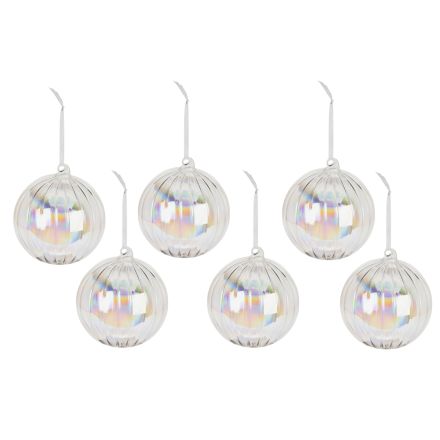 OFFERTA 6 PALLINE DI NATALE IN VETRO IRIDESCENTE 10CM