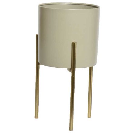 PORTAVASO CON SUPPORTO GRIGIO/ORO 16XH30CM