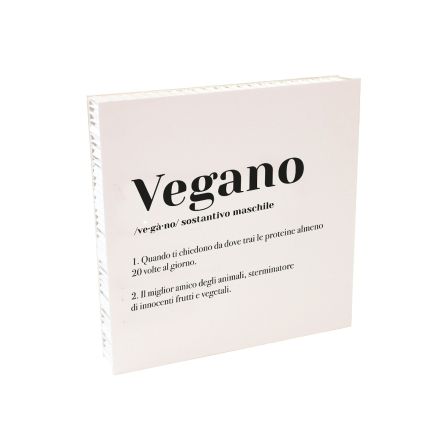 QUADRETTO DIZIONARIO VEGANO 20X20X3 CM BIANCO