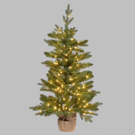 ALBERO ABETE ALPINO 90CM BASE JUTA 180 LED BIANCO CALDO