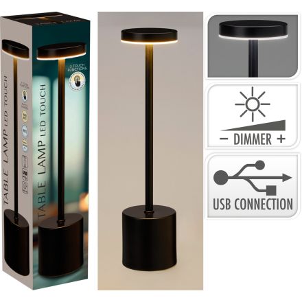 Lampada a LED con alimentazione USB, 8x37 cm, colore nero