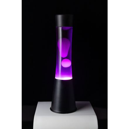 Fisura Lampada di Lava, 40 cm, Base Nera / Liquido Viola / Cera Bianca