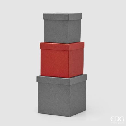Scatola Cubo II Glitter Rosso
