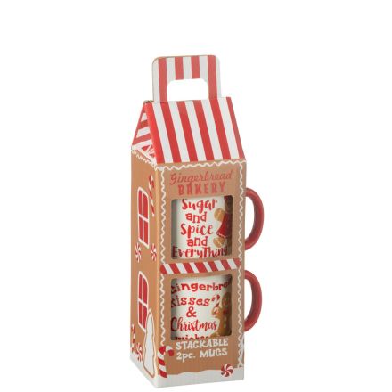 Set 2 Tazze in Ceramica in Scatola Regalo 12x9.1x30 cm Rosso