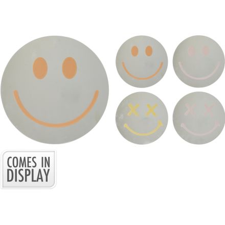 Specchio da Muro a Forma di Smiley - 25 cm colore assortito