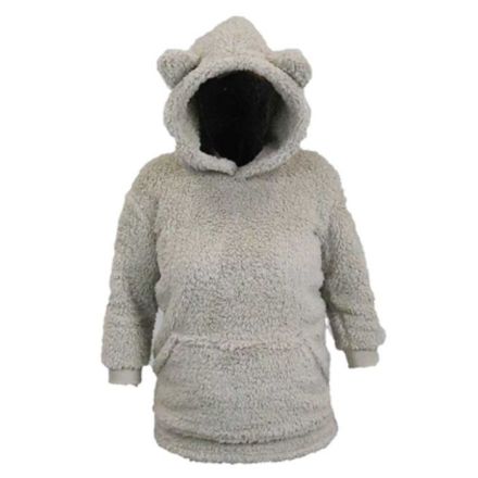FELPA CON CAPPUCCIO E ORECCHIE, 50X70, GRIGIO CHIARO