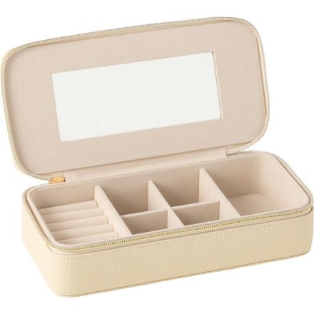 Portagioie Rettangolare con Specchio 24x11.5x6 cm Beige