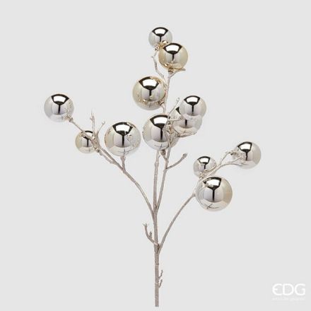 DECORAZIONE NATALIZIA, RAMO CON PALLINE, H53CM, ORO CHIARO