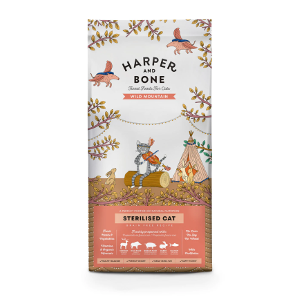 CROCCHETTE PER GATTI HARPER AND BONE CAT STERILISED WILD MOUNTAIN 2KG - CERVO, CINGHIALE, MAIALE, CONIGLIO E SALMONE