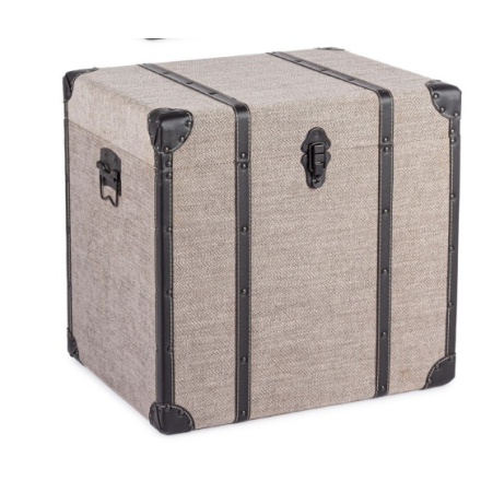 Baule Comodino Grigio Effetto Pelle