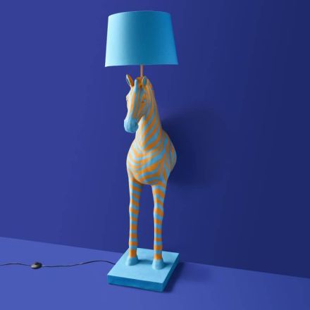 LAMPADA DA TERRA ZEBRA ZORA COLORE BLU E ARANCIONE