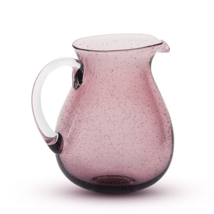 CARAFFA IN VETRO MAUVE CON MANICO COLLEZIONE MEMENTO